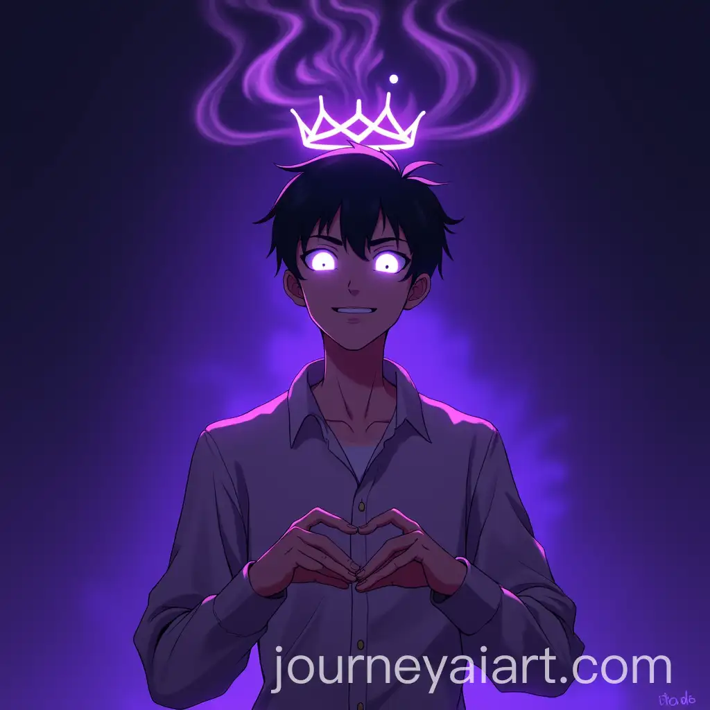Animestyle-Male-Teen-with-Glowing-Eyes-and-Sinister-Smile-Forming-Heart-Shape
