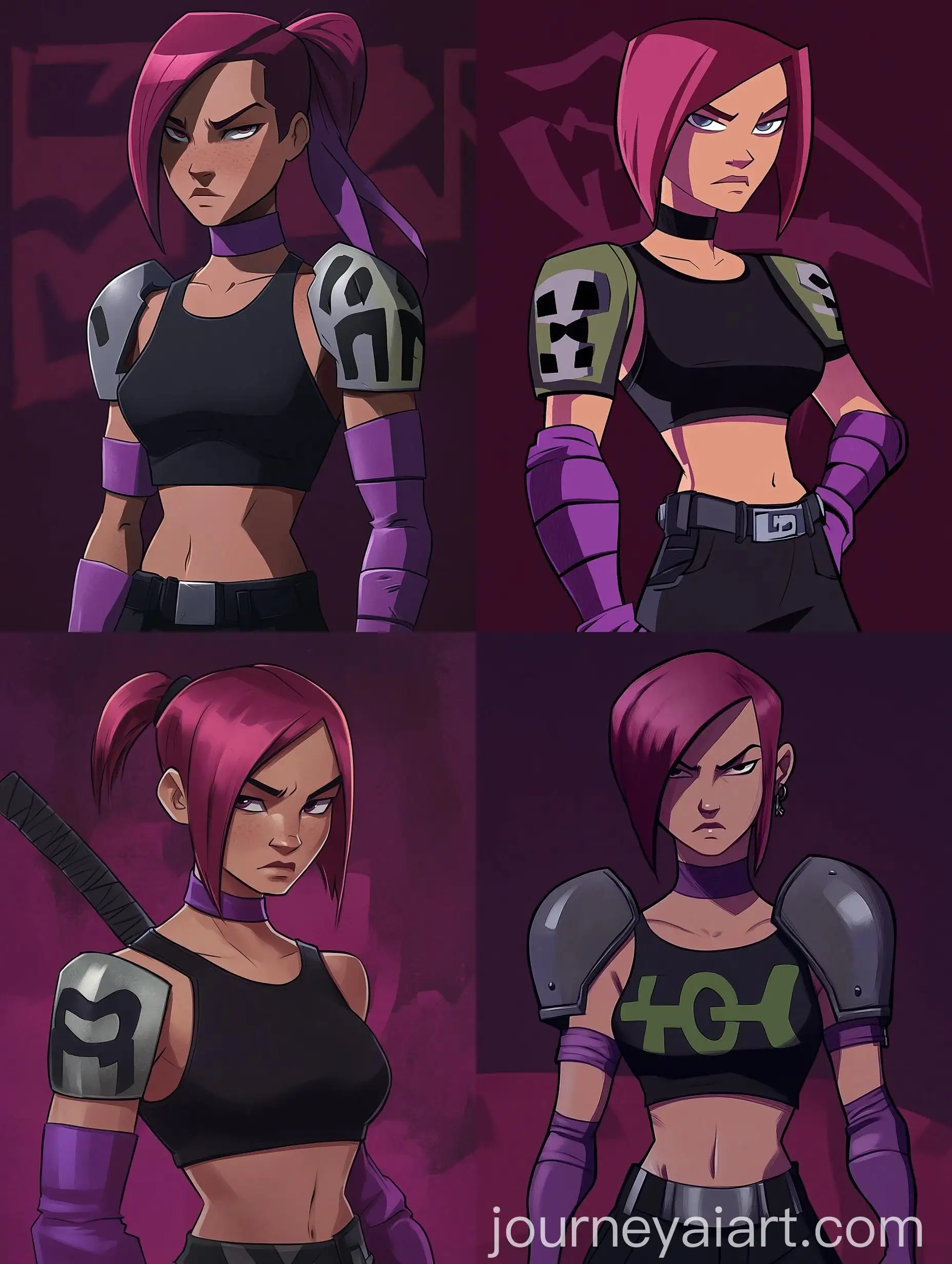 Young-Girl-in-Ninja-Turtle-Style-Costume-with-Violet-Hair