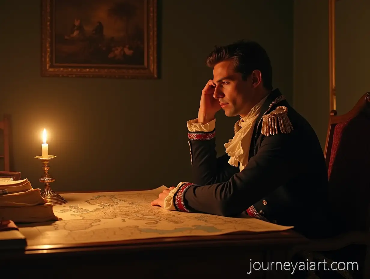 Napoleon-Reflecting-on-Love-and-Empire-at-His-Desk-with-MapsNapoleon-at-Desk-of-Europe