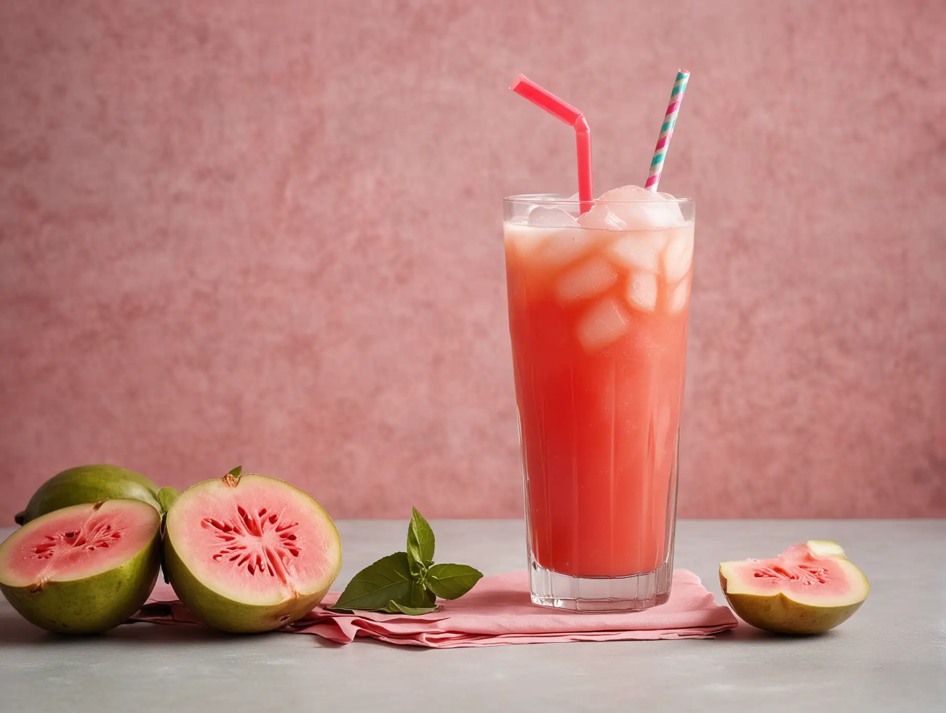 Refreshing-Guava-Juice-Drink-with-Mint-and-Ice-Cubes