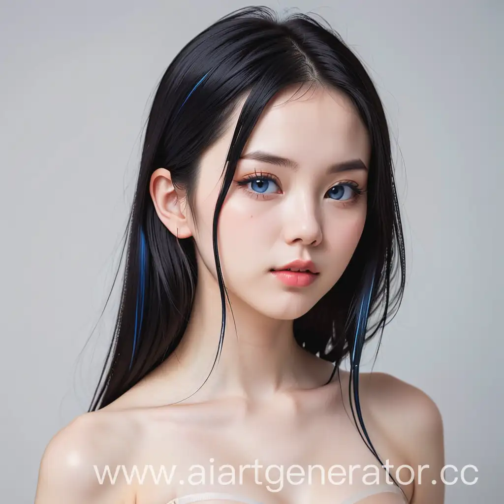 Japanese-Woman-with-Long-Black-Hair-and-Blue-Highlights