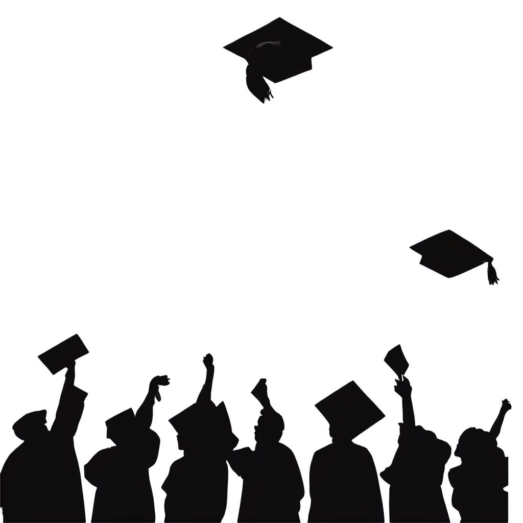 graduation college vector silhouette throwing mortarboard