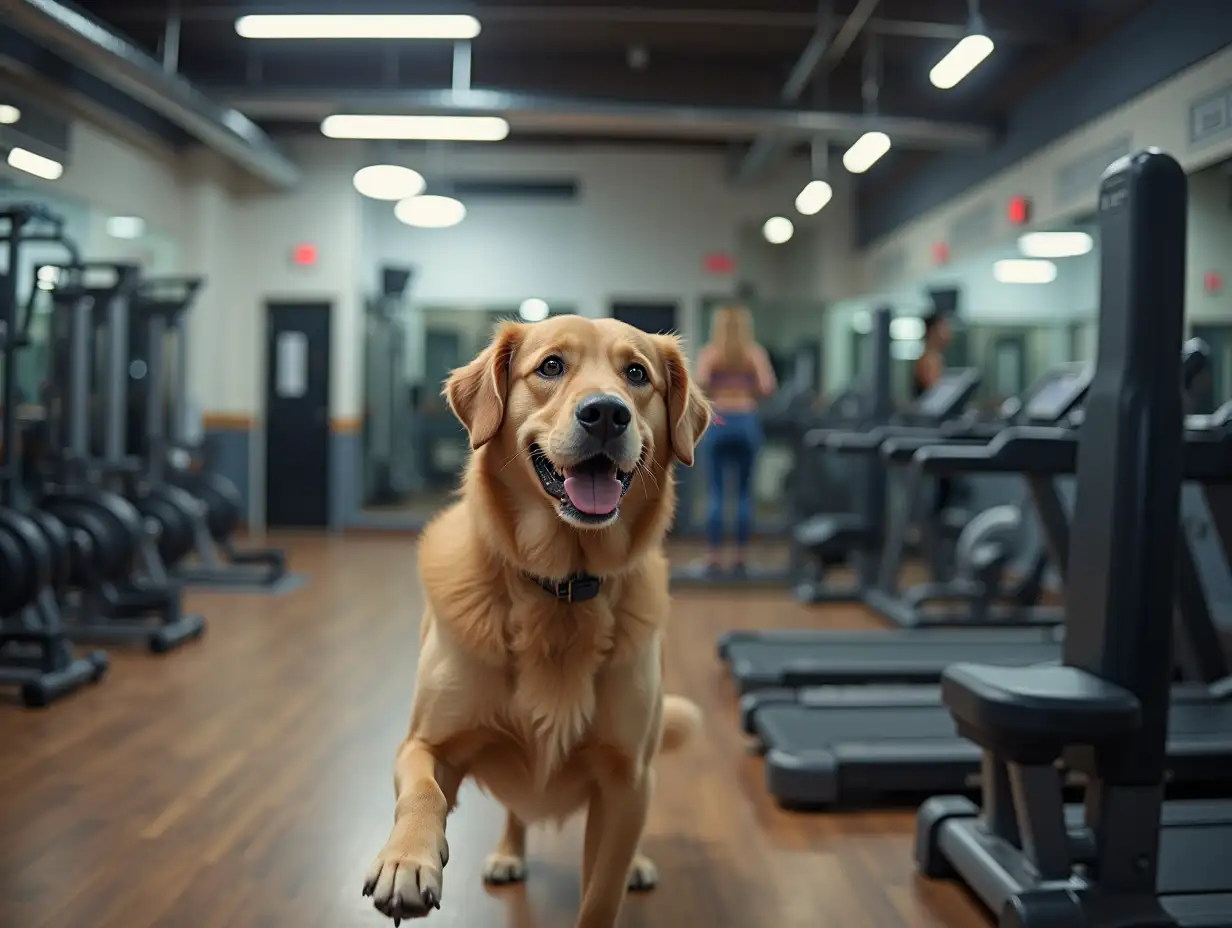 Dog exercising at the gym