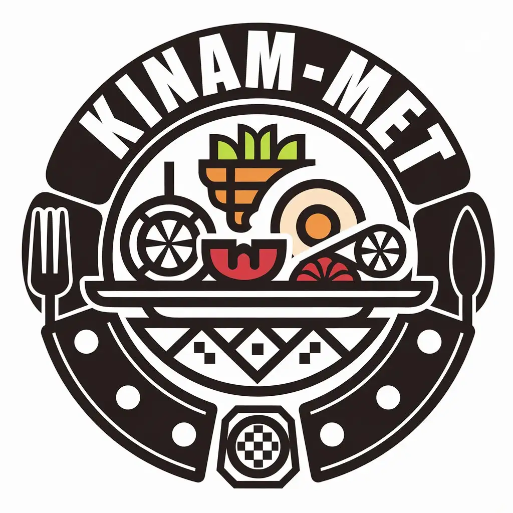 LOGO Design for KinamMet Plate with Filipino Foods in Vector Style