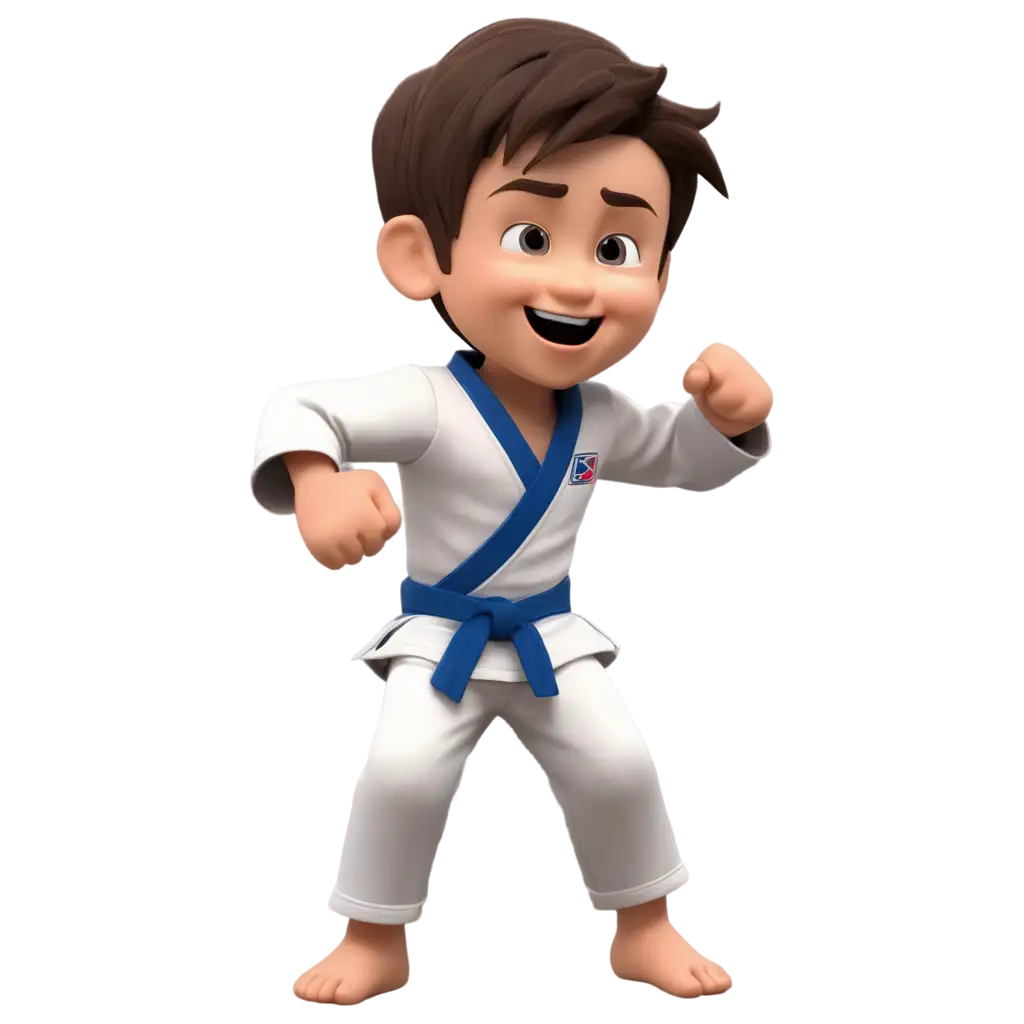 Dynamic-PNG-Image-of-a-Happy-Boy-Fighting-Taekwondo-as-a-Blue-Belt