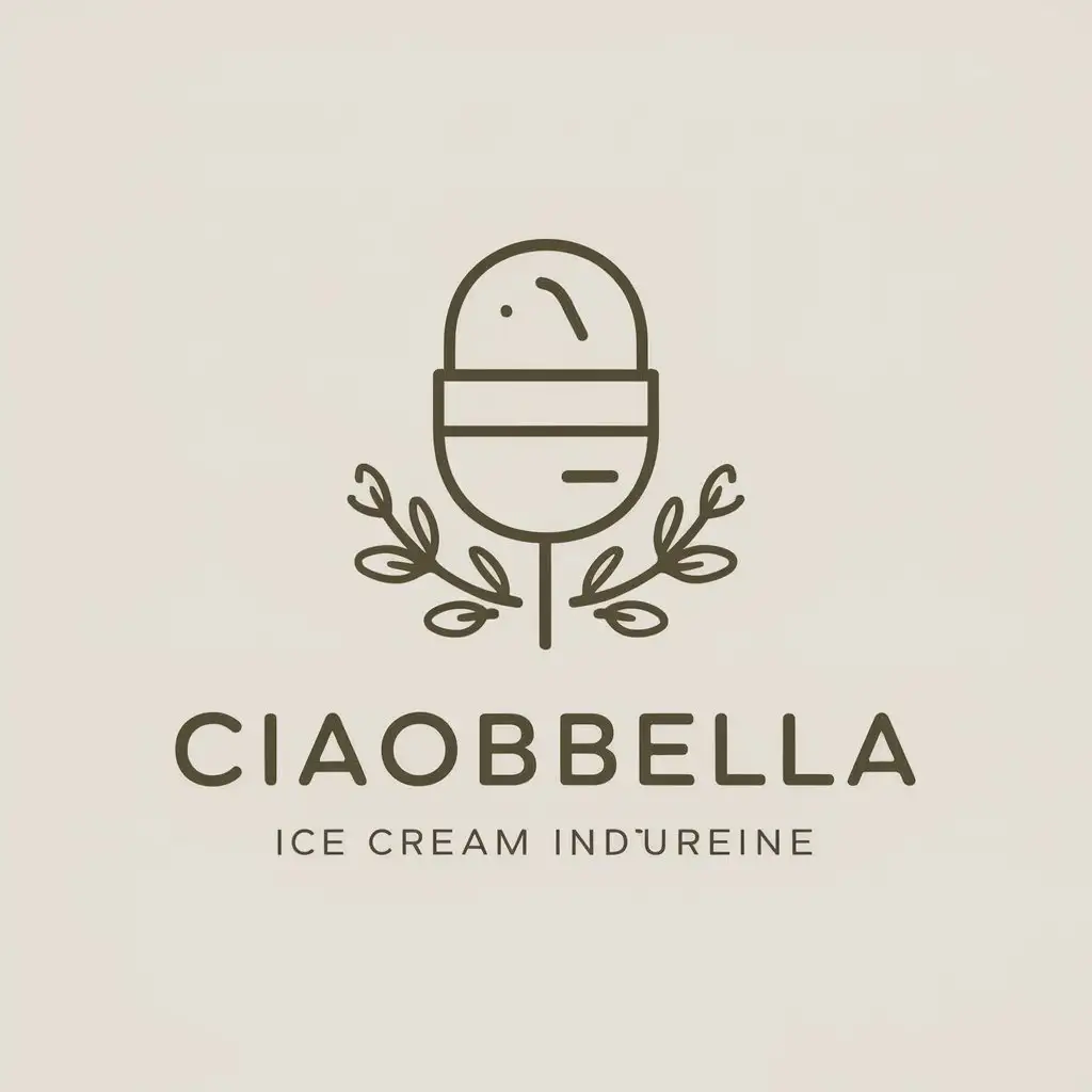 a vector logo design,with the text "CiaoBella", main symbol:Ice cream/Italy/nature/health,Minimalistic,be used in ice cream industry,clear background