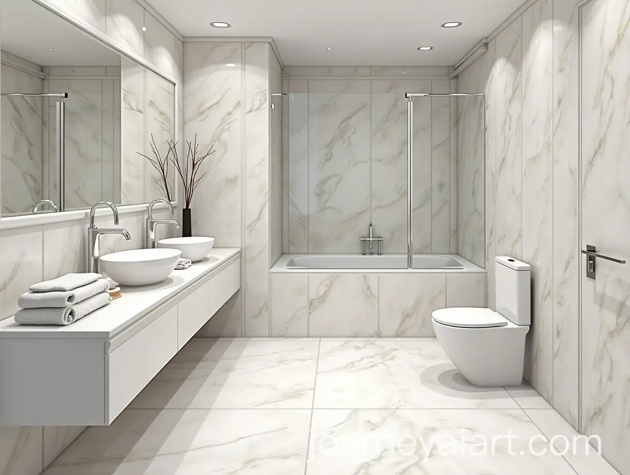 Modern-Marble-Bathroom-with-Bathtub-Sink-and-WasherDryer-Setup