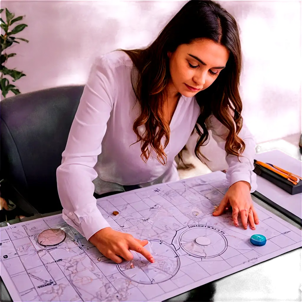 Female-Astrologer-Creating-Celestial-Map-PNG-Image-for-Online-Illustrations