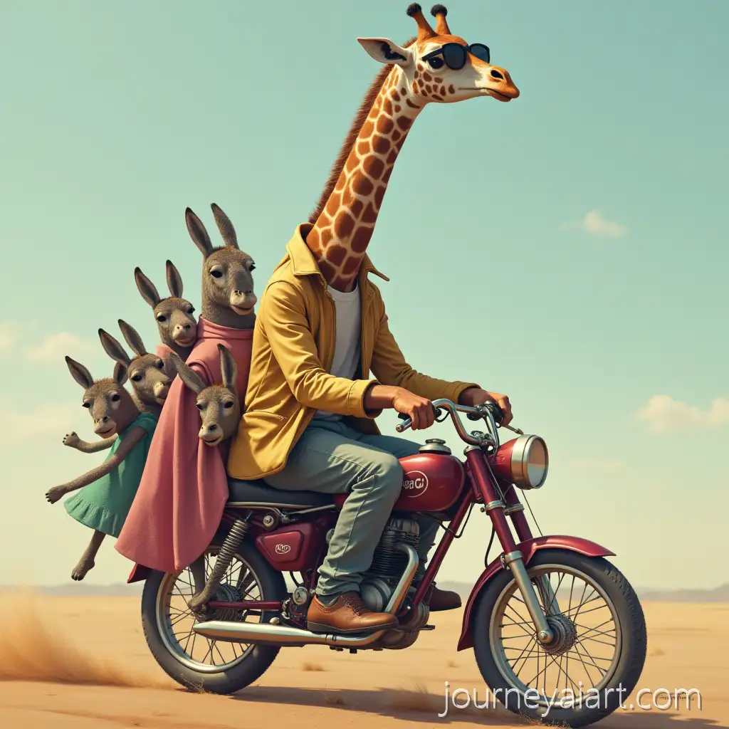 GangsterAI-Image-Prompt-Expansion-Giraffe-Riding-Bike-with-Donkeys-in-Dresses