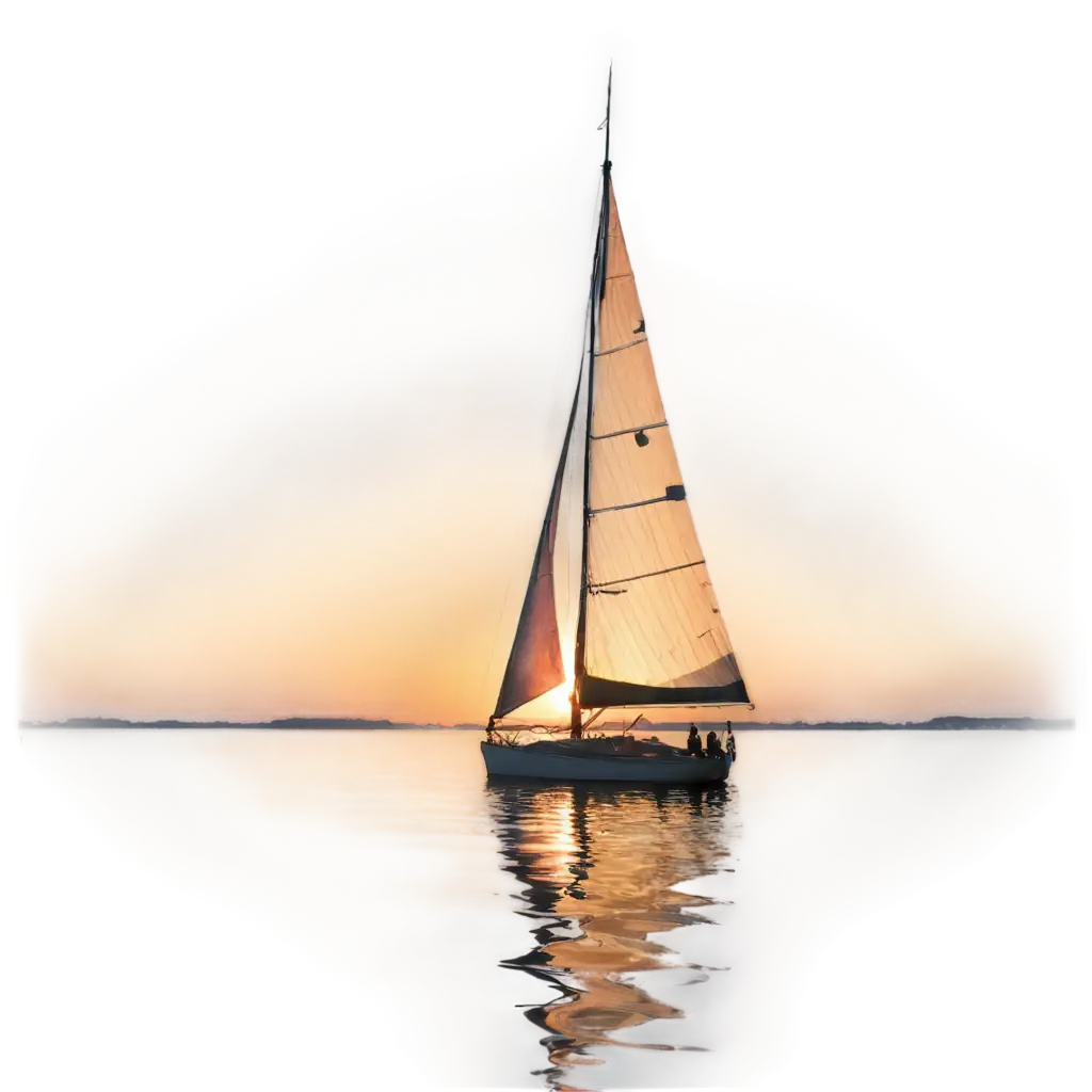 HighQuality-PNG-Image-of-a-Sailboat-with-Hoisted-Sails-on-the-Sea-at-Sunset