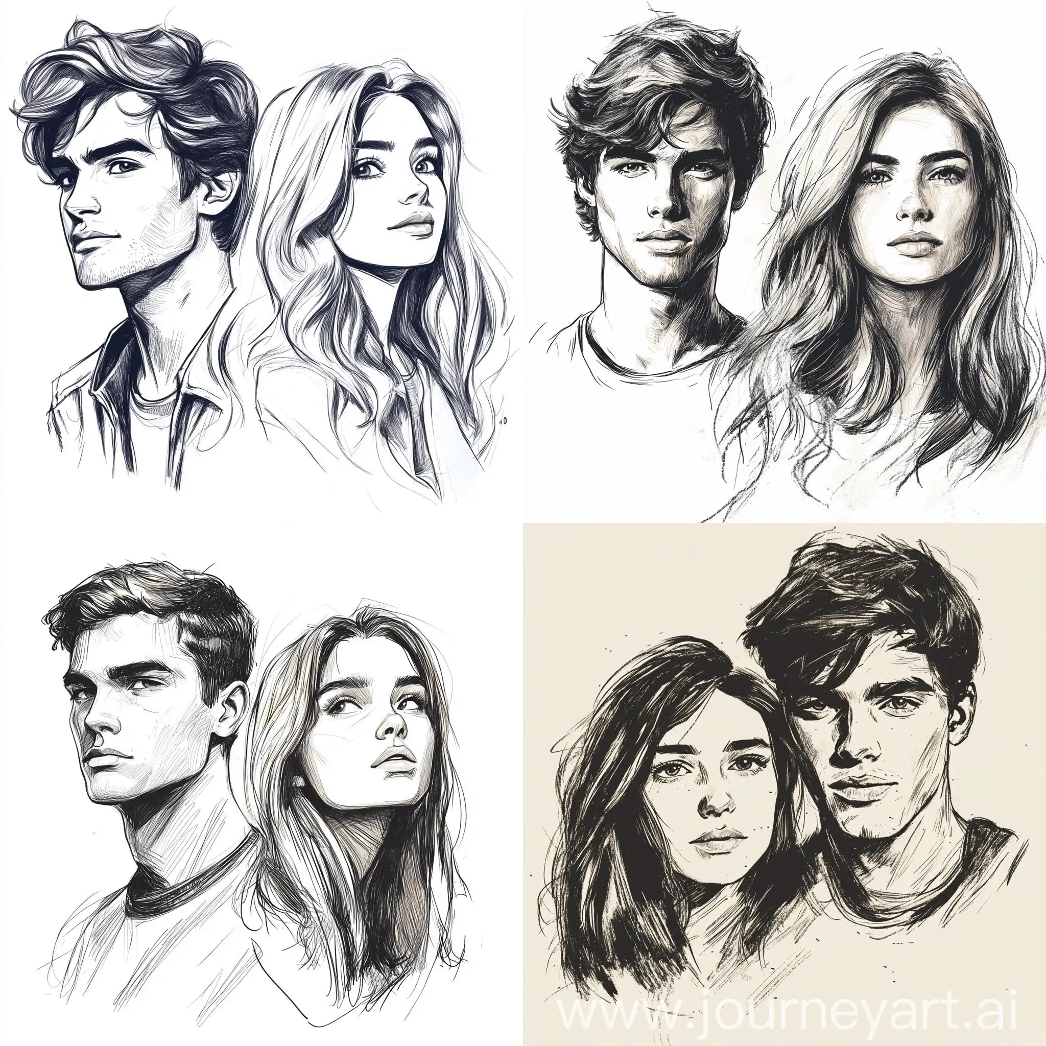 Young-Couple-Portraits-in-Comic-Style-Art