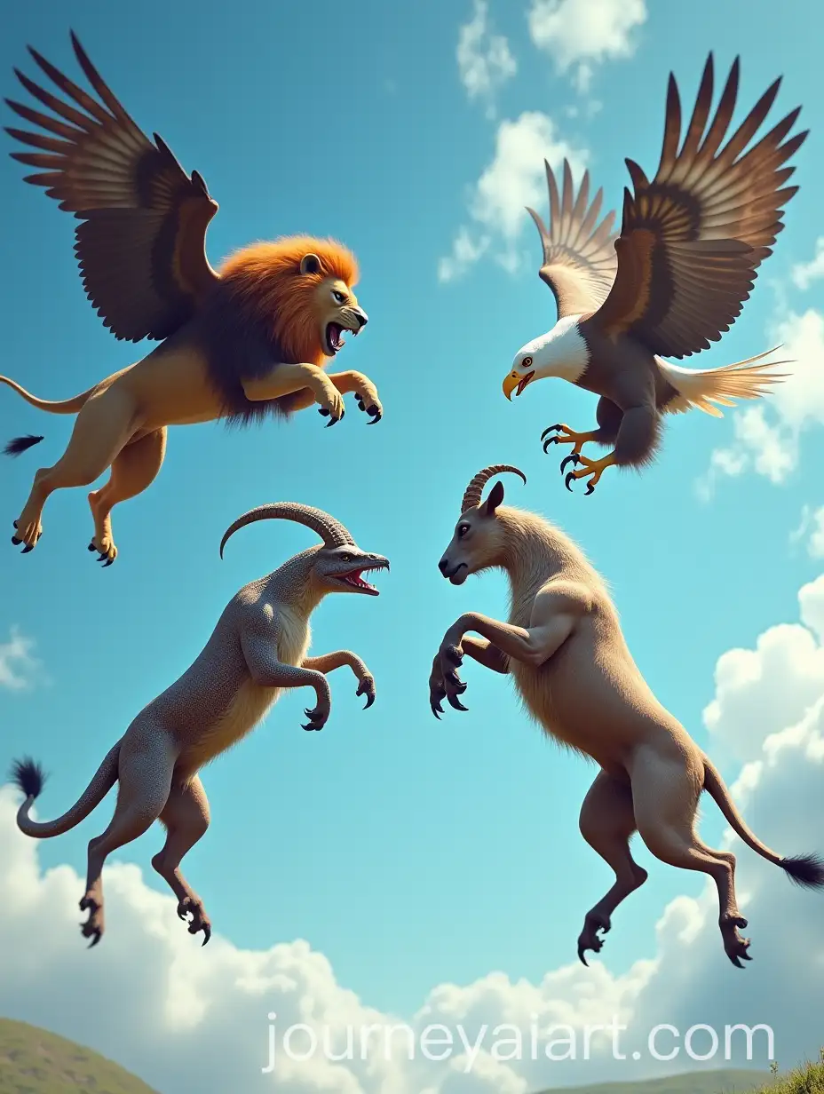 Intense-Standoff-Between-Lion-Eagle-Snake-and-Goat-in-MidAir