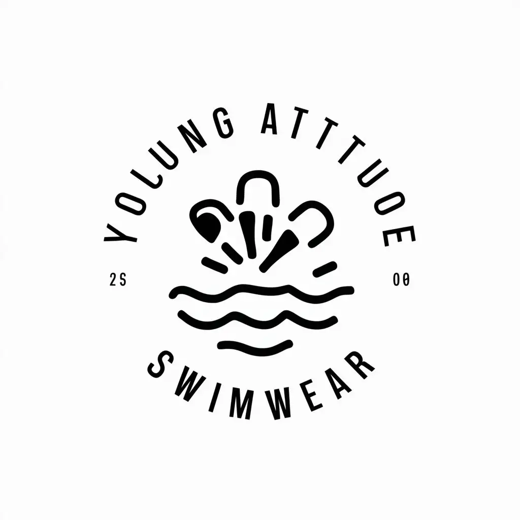 a vector logo design,with the text "young attitude swimwear", main symbol:Spray, Swimming,,Minimalistic,be used in Sports Fitness industry,clear background