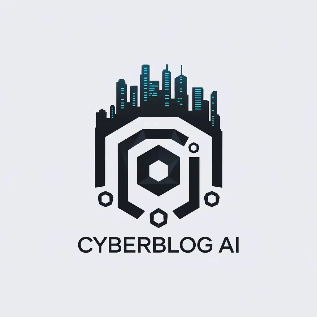 LOGO Design for CyberBlog AI Vector Design Featuring Cyberpunk Skyline and AI Elements