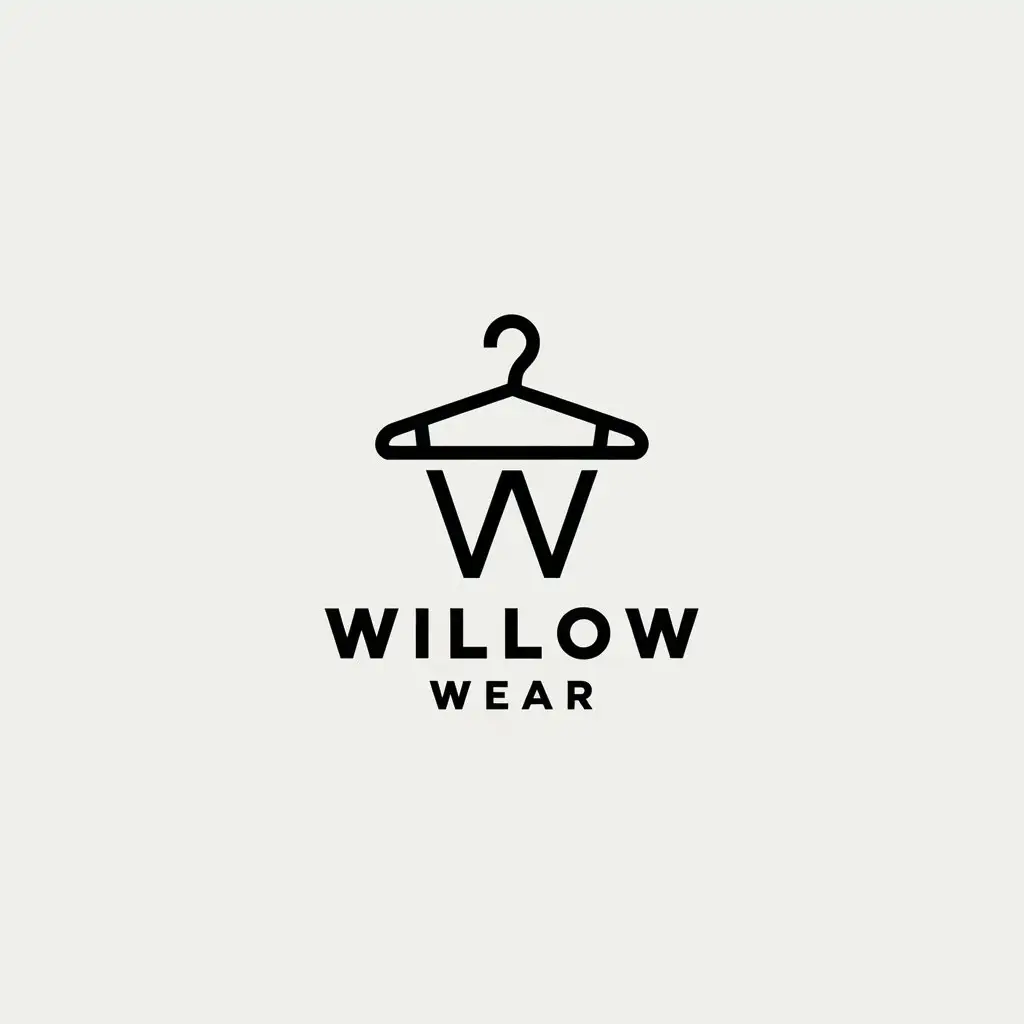 LOGO Design for Willow Wear Minimalistic W Word with Hanger or Apparel Symbol