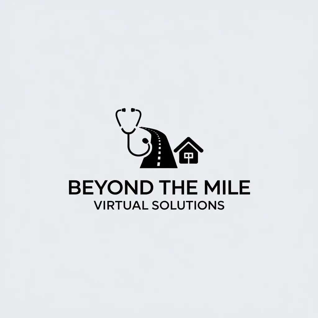 LOGO Design for Beyond the Mile Virtual Solutions Road Stethoscope House Symbol in Minimalistic Style for Medical Dental Industry