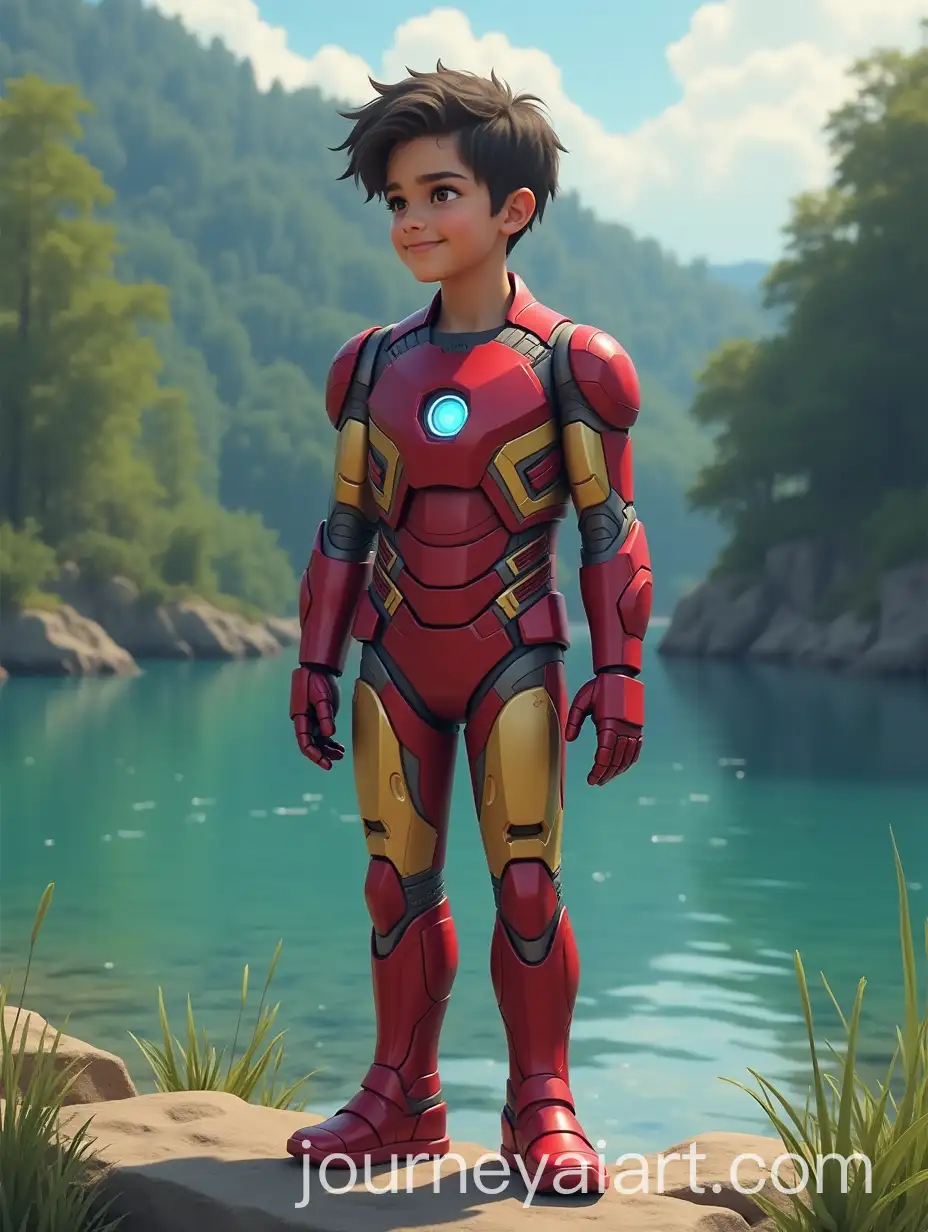 Unique-Boy-at-Riverside-with-Iron-Man-Hand-Arc-Reactor