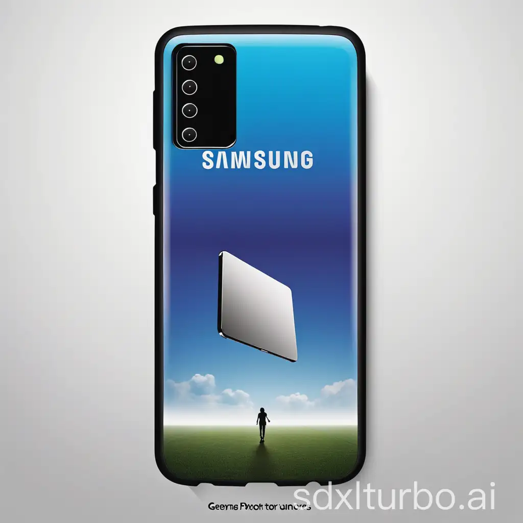 Generate a poster advertisement for Samsung phone covers that highlights the 'without boundaries'.