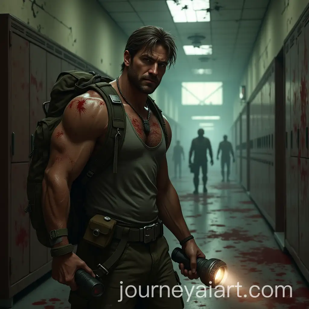 SurvivorAI-Art-Prompt-Expansion-in-PostApocalyptic-School-Hallway-Facing-Zombies