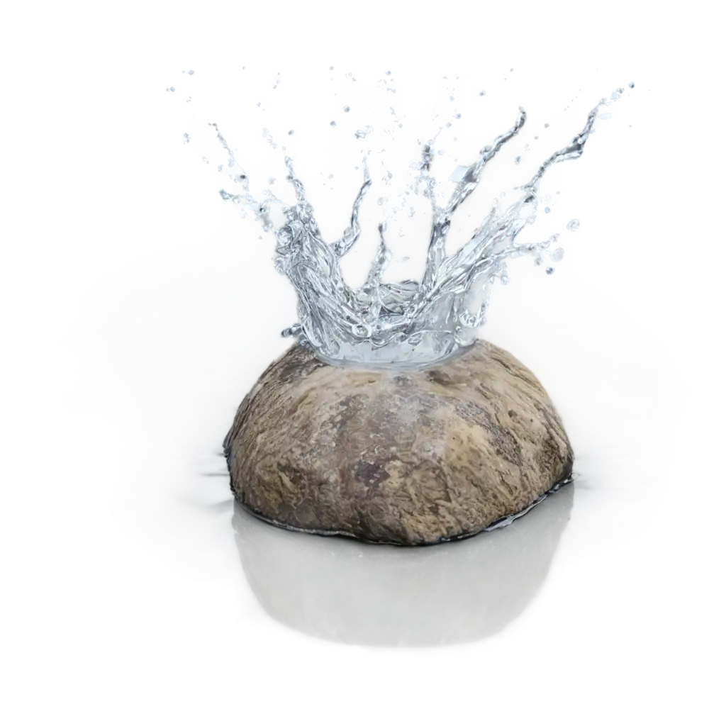 Background with water splashes around a stone  at the bottom