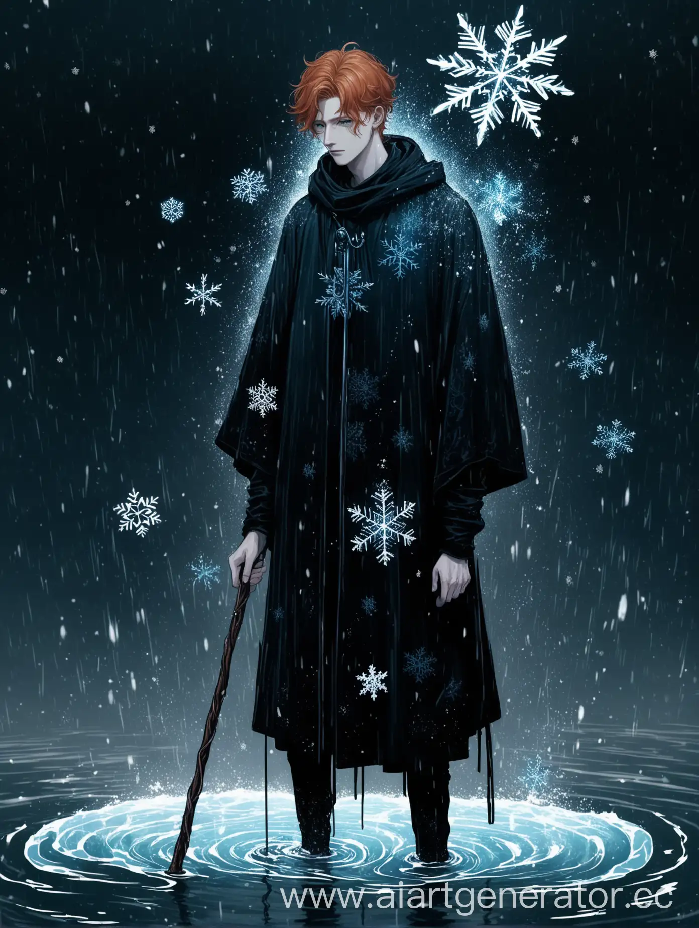 Tall-Guy-with-Water-Staff-and-Ginger-Hair-in-Dark-Aesthetic-Amidst-Snowflakes