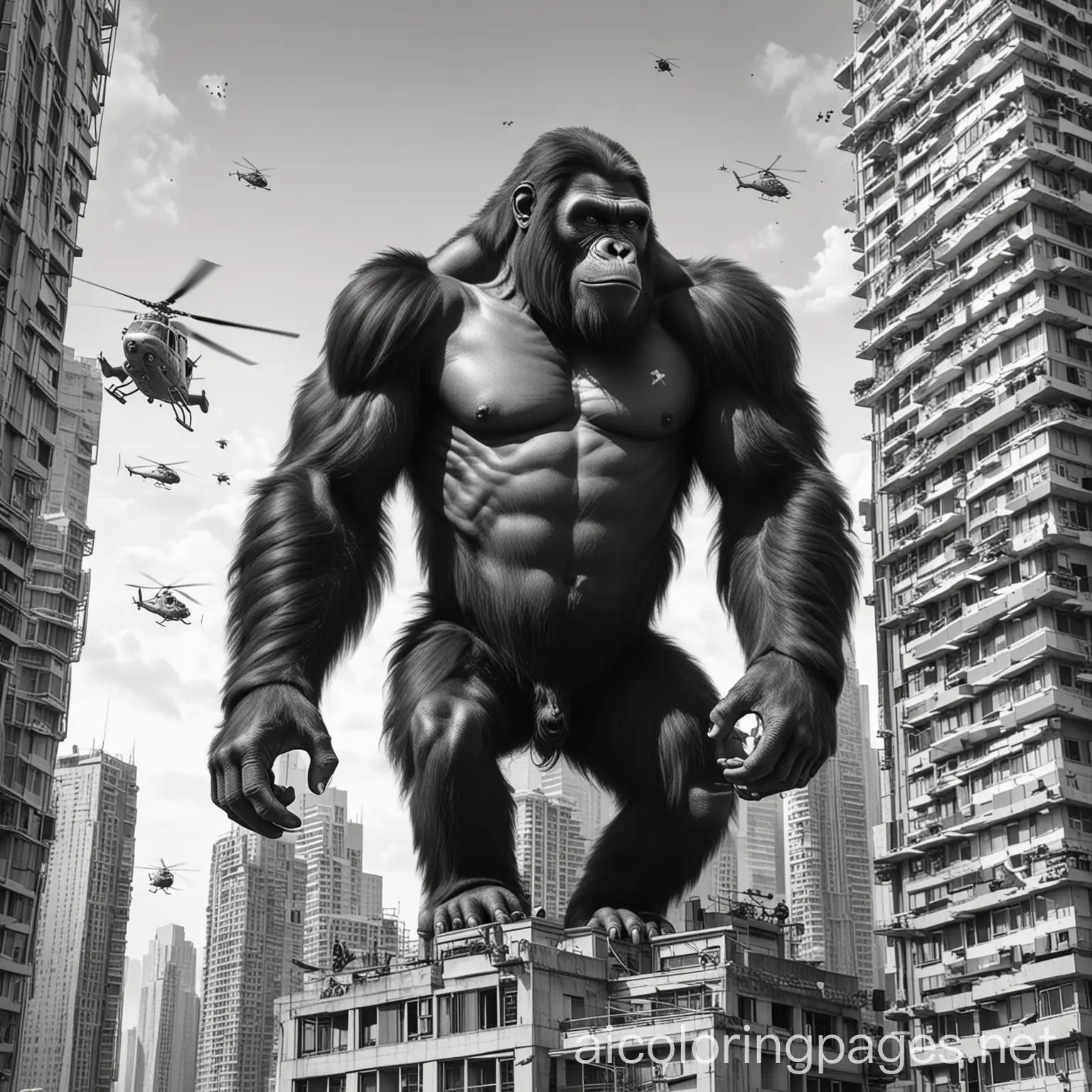 Giant-Ape-Climbing-Skyscraper-with-Woman-Held-in-Claw