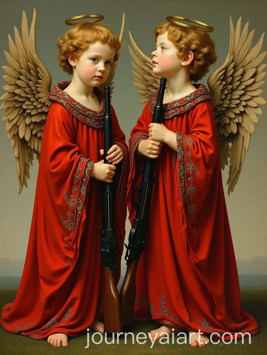 Cherub-Warriors-in-Ornate-Red-Robes-Holding-Kalashnikovs