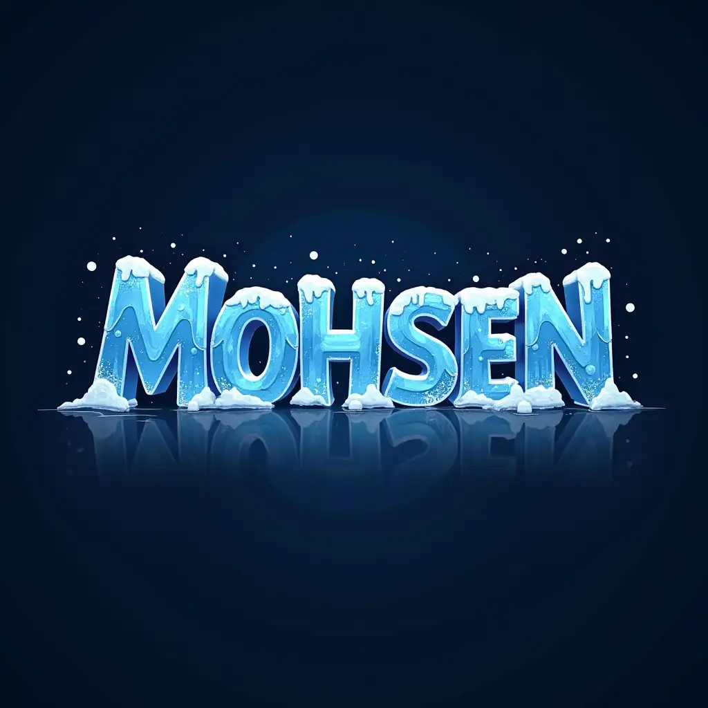 Create a logo with the letters mohsen on ice