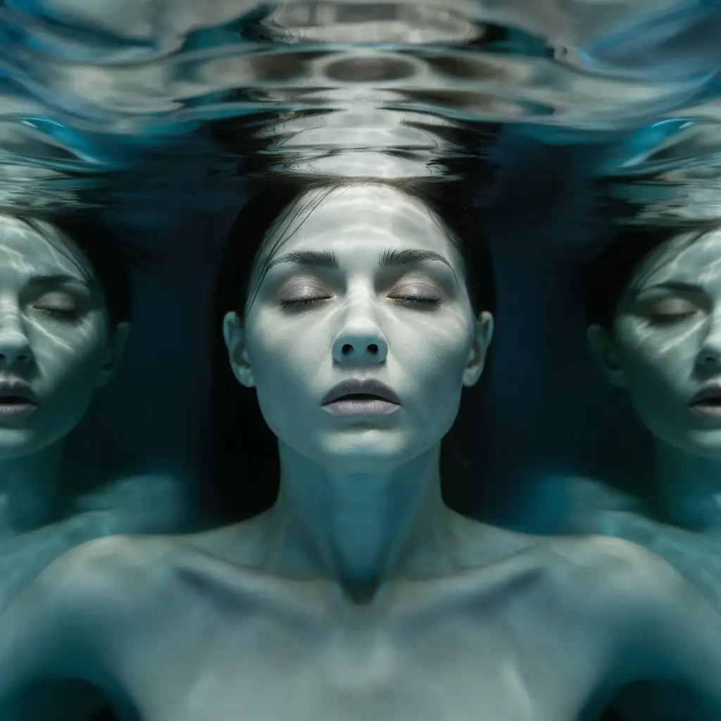 Emotional-Woman-Underwater-in-Pale-Gray-and-Blue