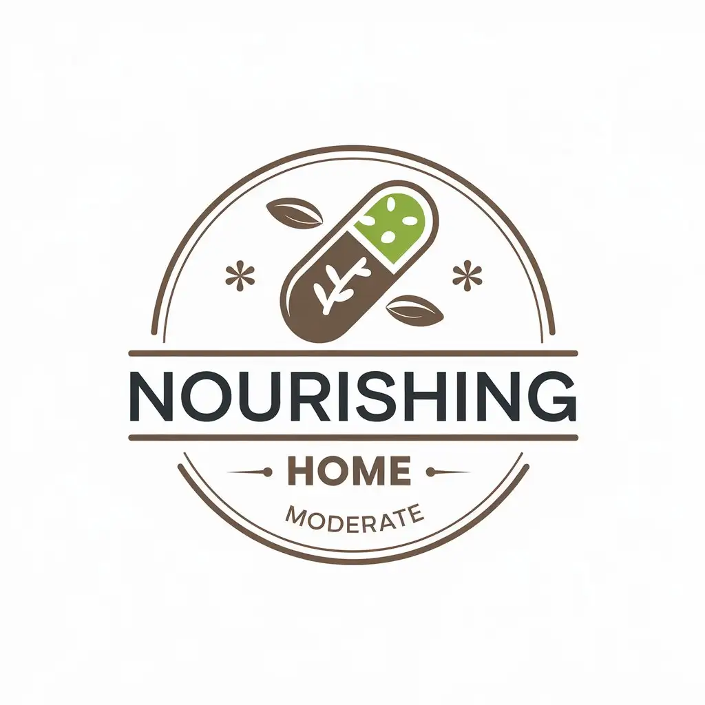 a vector logo design,with the text "nourishing home", main symbol:Vitamin,Moderate,be used in living a healthy lifestyle industry,clear background