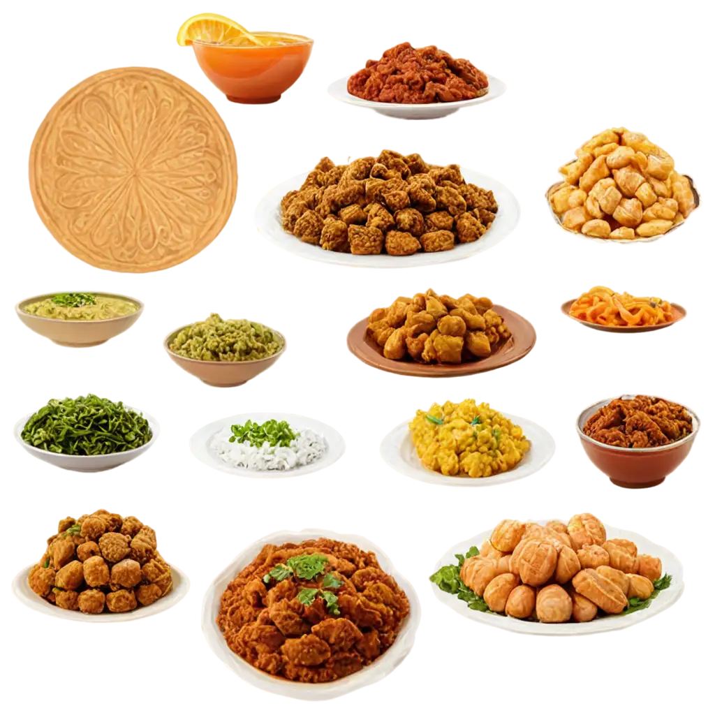 Vibrant-Eid-AlFitr-Feast-PNG-Image-Traditional-Dishes-Celebrated-in-Detailed-Food-Illustration