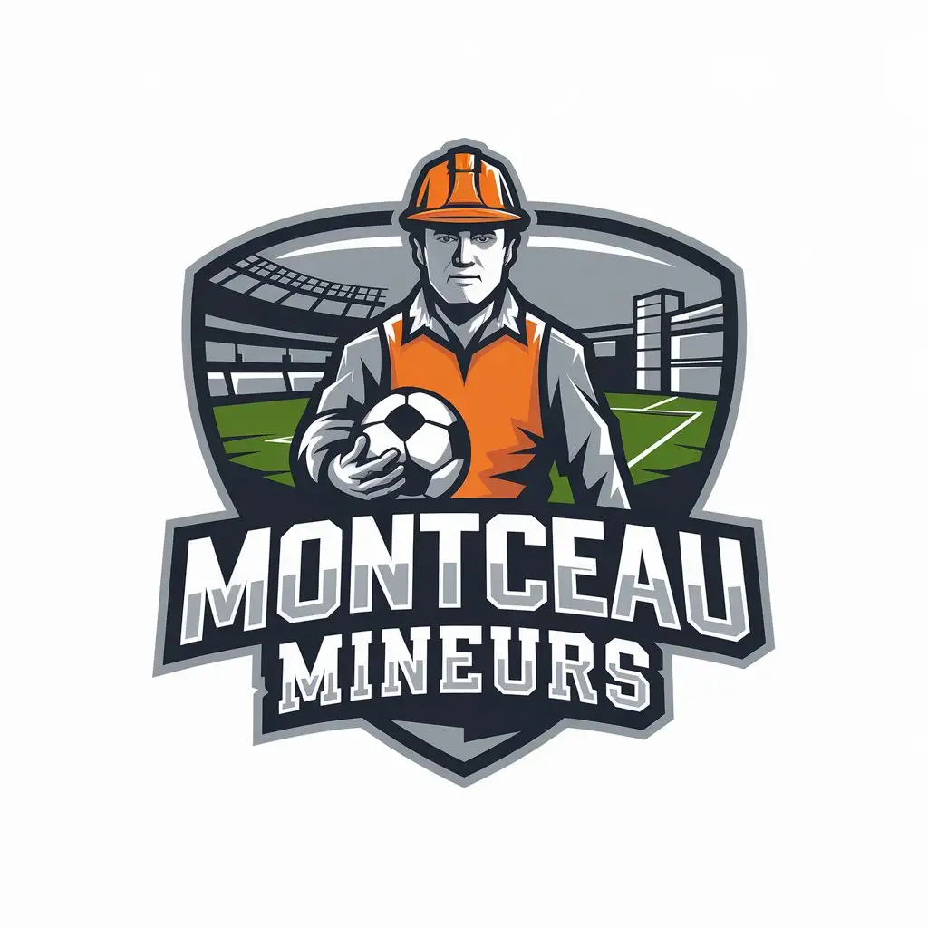 LOGO Design For Montceau Mineurs Soccer Ball Stadium and Miner Theme