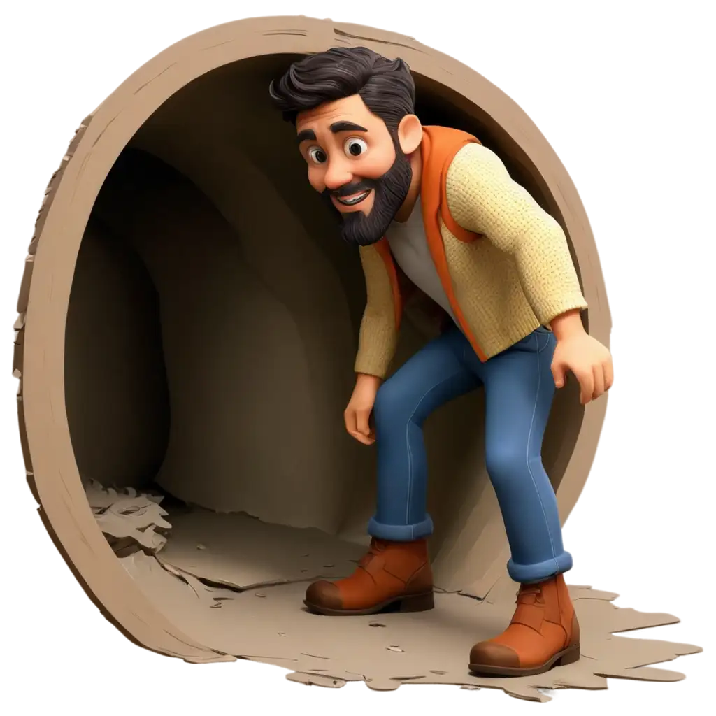 Cartoon-Man-with-Beard-Looking-into-Hole-in-Floor-HighQuality-PNG-Image