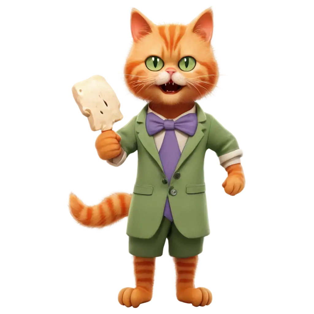 Cute-Ginger-CatPNG-Image-Prompt-Analysis-Dressed-as-a-Zombie-Holding-a-Bone-PNG-Format-with-Transparent-Background