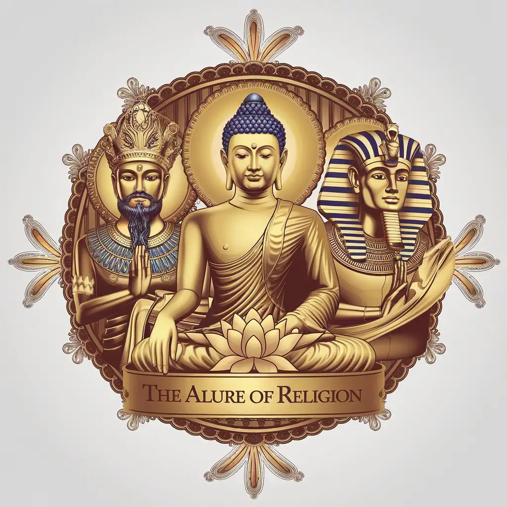 LOGO-Design-for-The-Allure-of-Religion-Buddha-Deity-Pharaoh-Lotus-ThreeSymbol-Complexity-with-Clear-Background