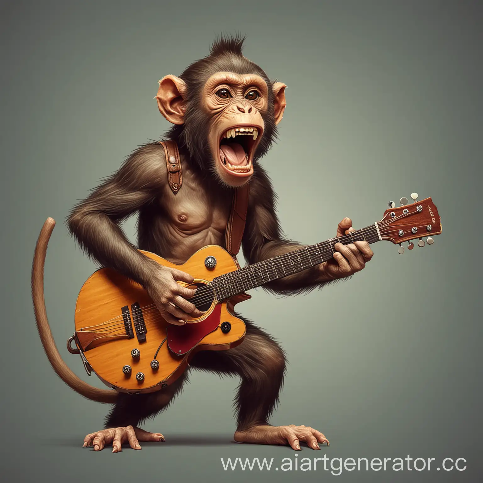 Energetic-Monkey-Playing-Guitar-and-Shouting