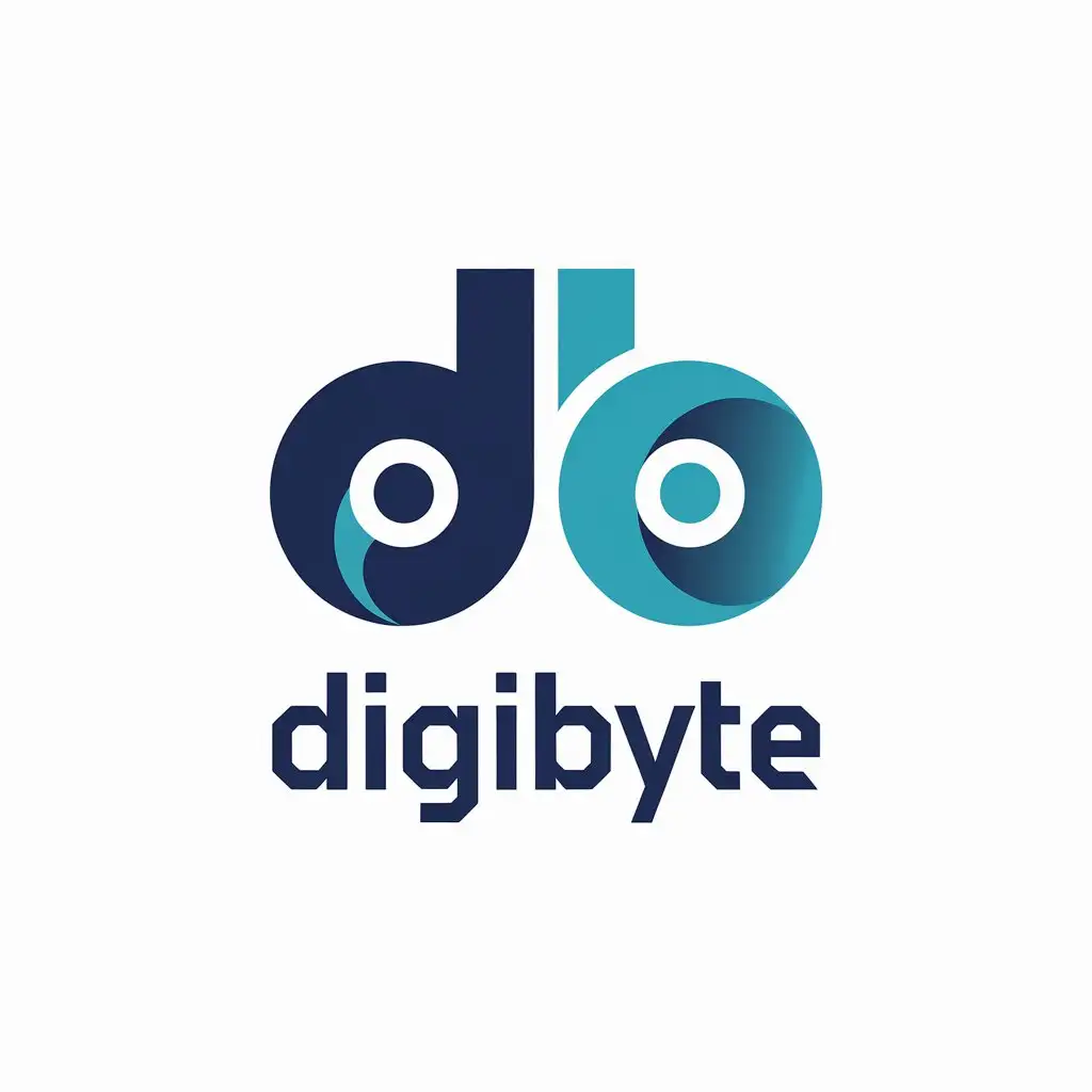 LOGO Design for Digibyyte Deep Blue Aqua Vector Logo with DB Symbol