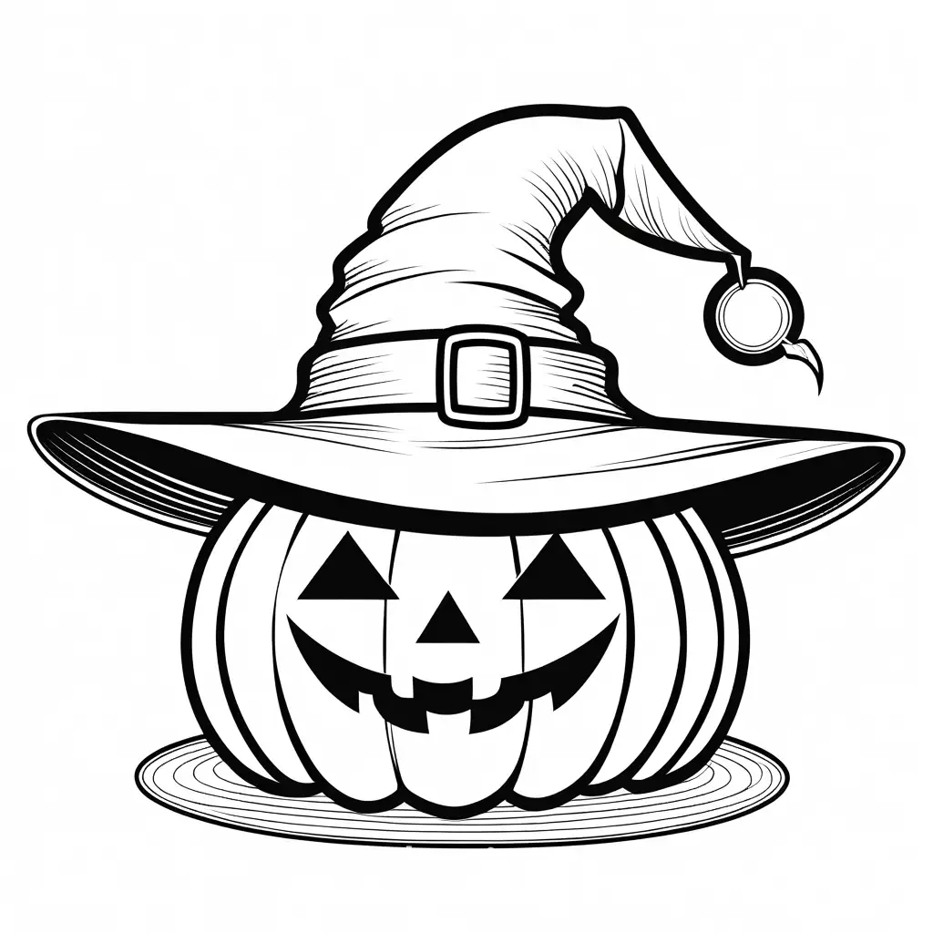 Simple-JackoLantern-with-Witch-Hat-Coloring-Page-for-Kids