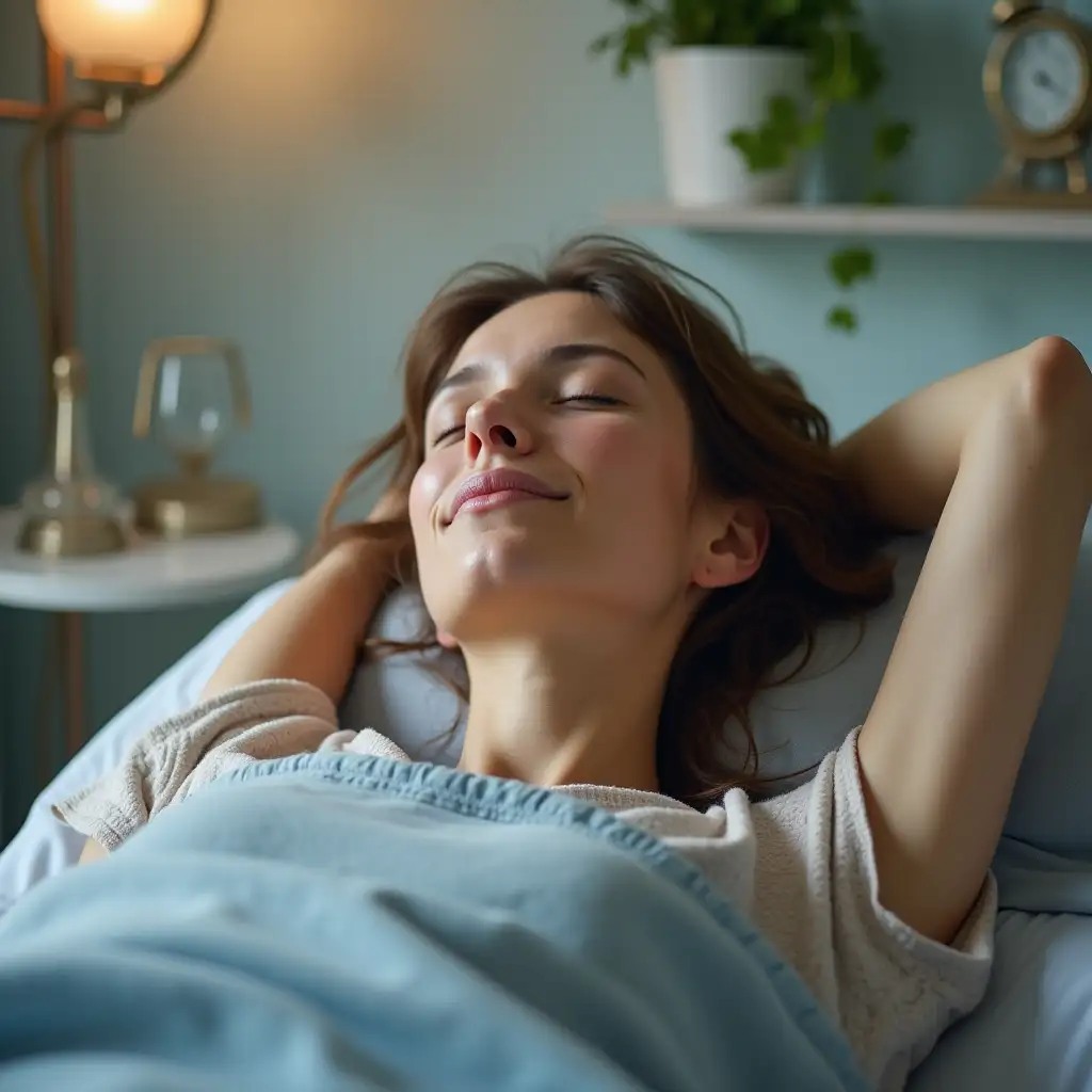 Mother-Relaxing-in-Therapy-Room-Appearing-Calm-and-Asleep