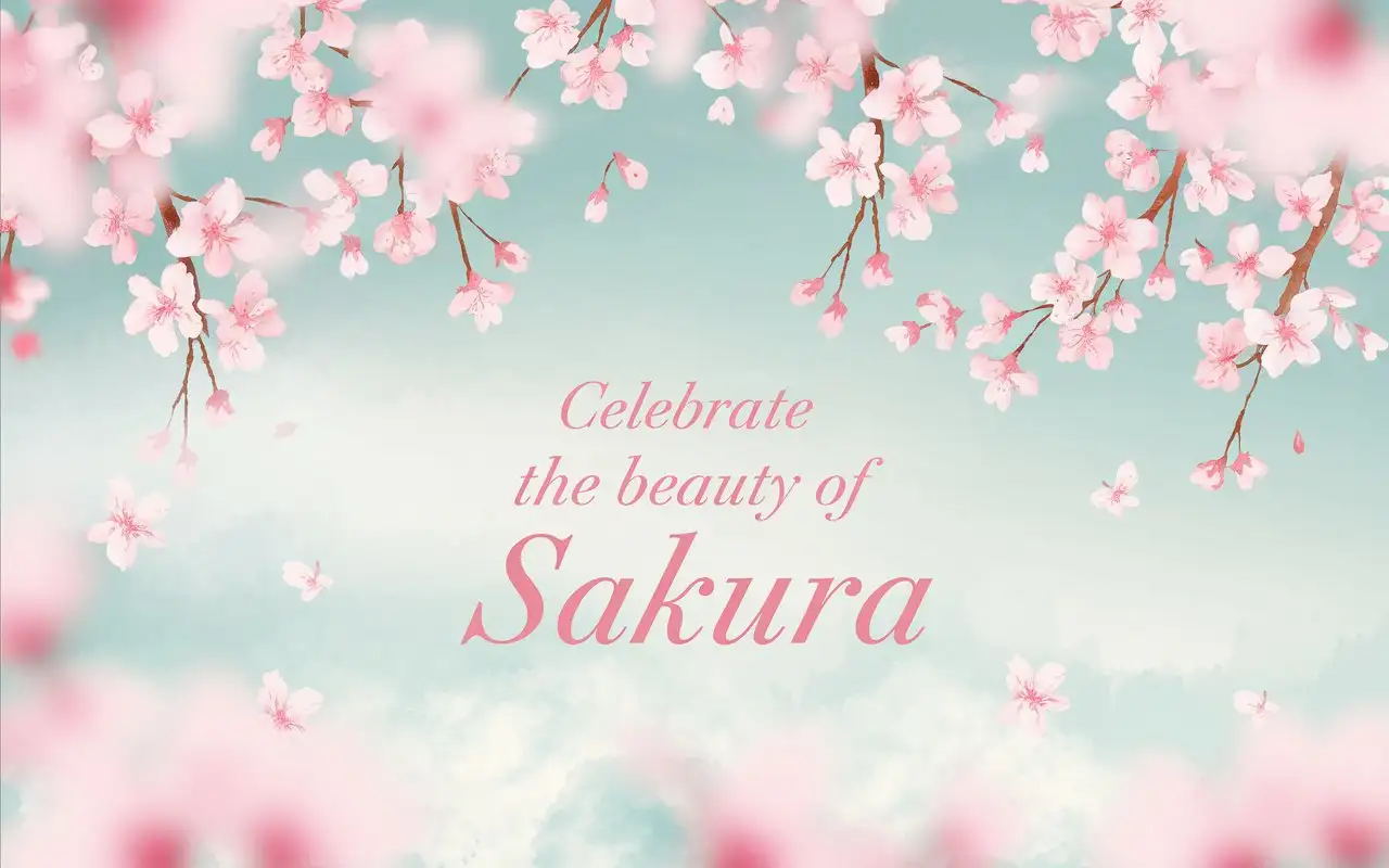 Delicate-Pink-Cherry-Blossoms-Falling-Against-a-Pastel-Blue-Sky-with-Elegant-Sakura-Text