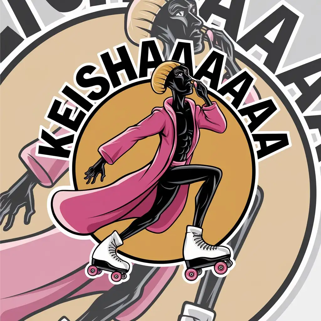 LOGO Design for KEISHAAAAAA Black Skinny Man with Bonnet Pink Robe Roller Skates Phone Theme