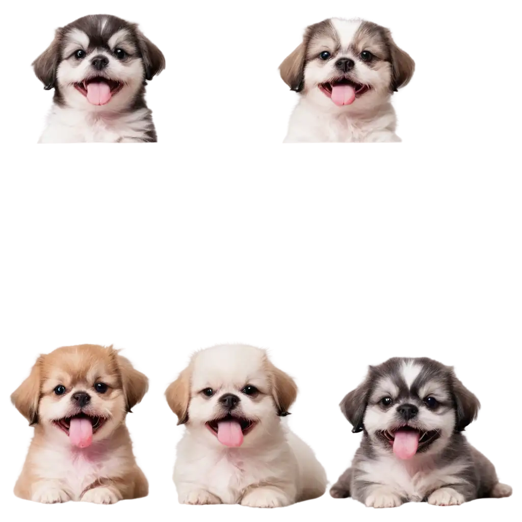 Five-Smiling-Shih-Tzus-PNG-Image-Colorful-Lineup-with-Tongues-Out