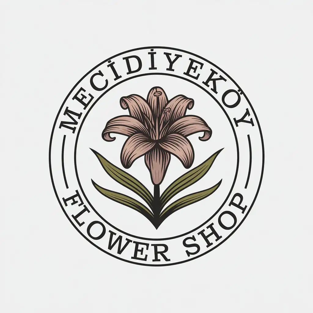 LOGO Design for Mecidiyekoy Flower Shop Elegant Lilyum Flower with Clear Background