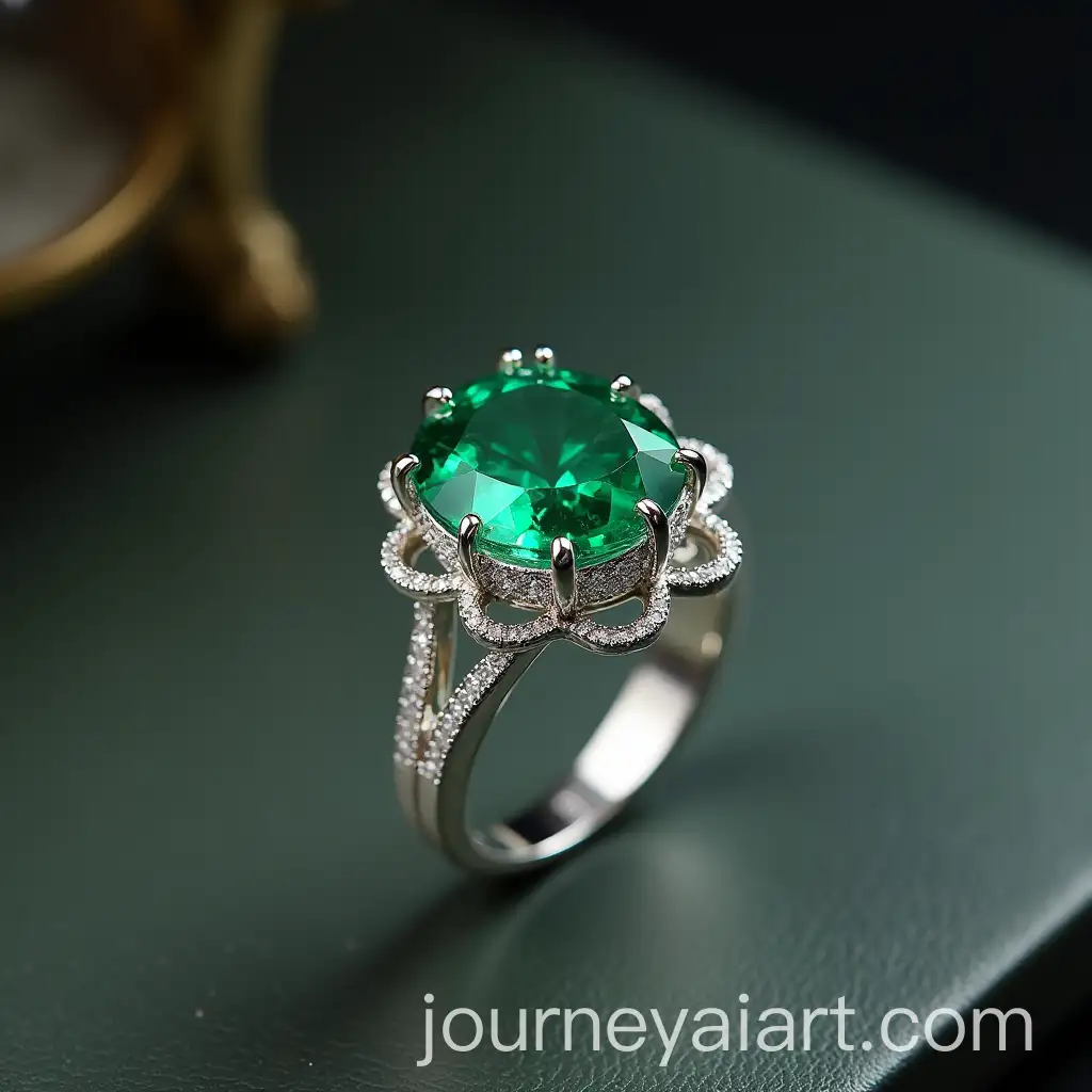 UltraLuxury-Womens-Emerald-Ring-Displayed-in-Luxurious-Hourglass