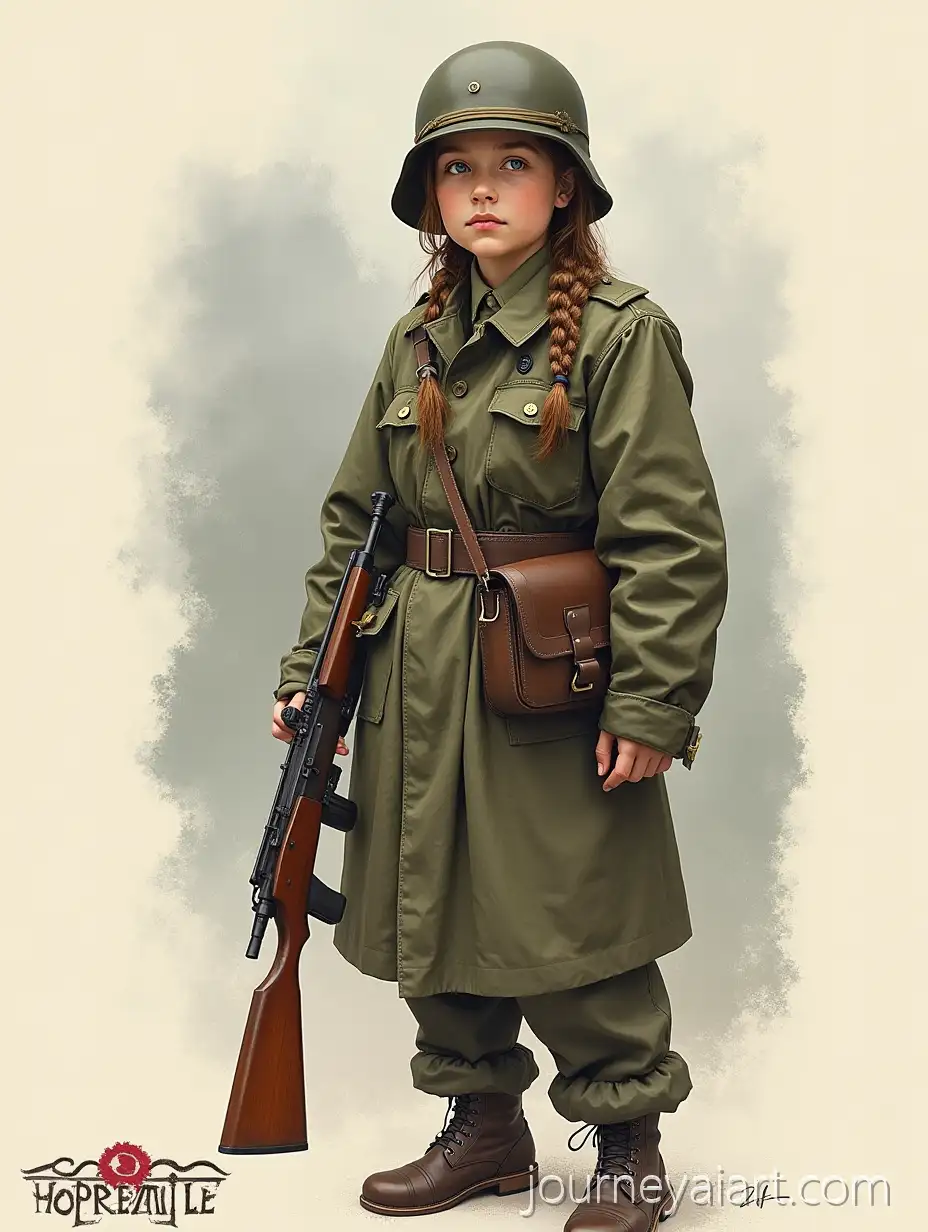 WW2-Soviet-Female-Soldier-Logo-with-GRIZ-Text-in-Realistic-Style
