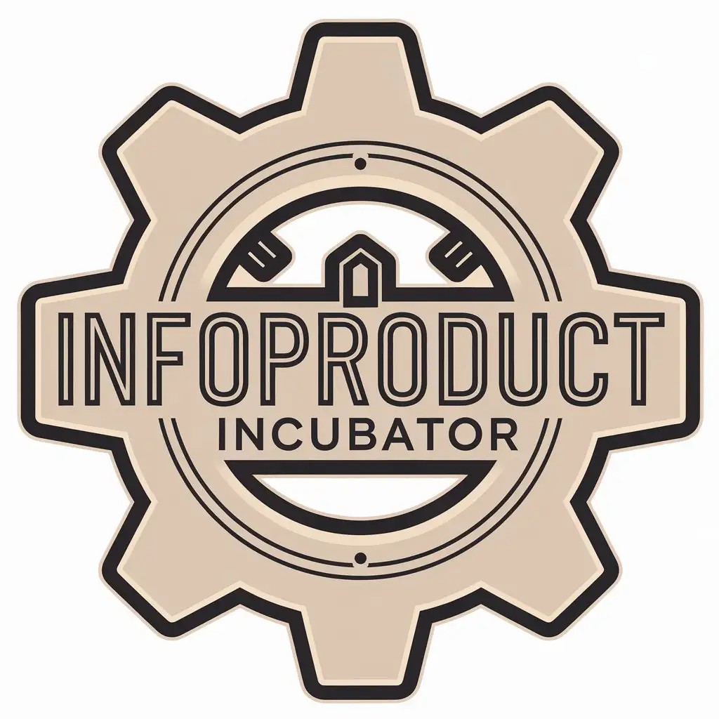 a vector logo design,with the text "Infoproduct Incubator", main symbol:Gear,Moderate,clear background