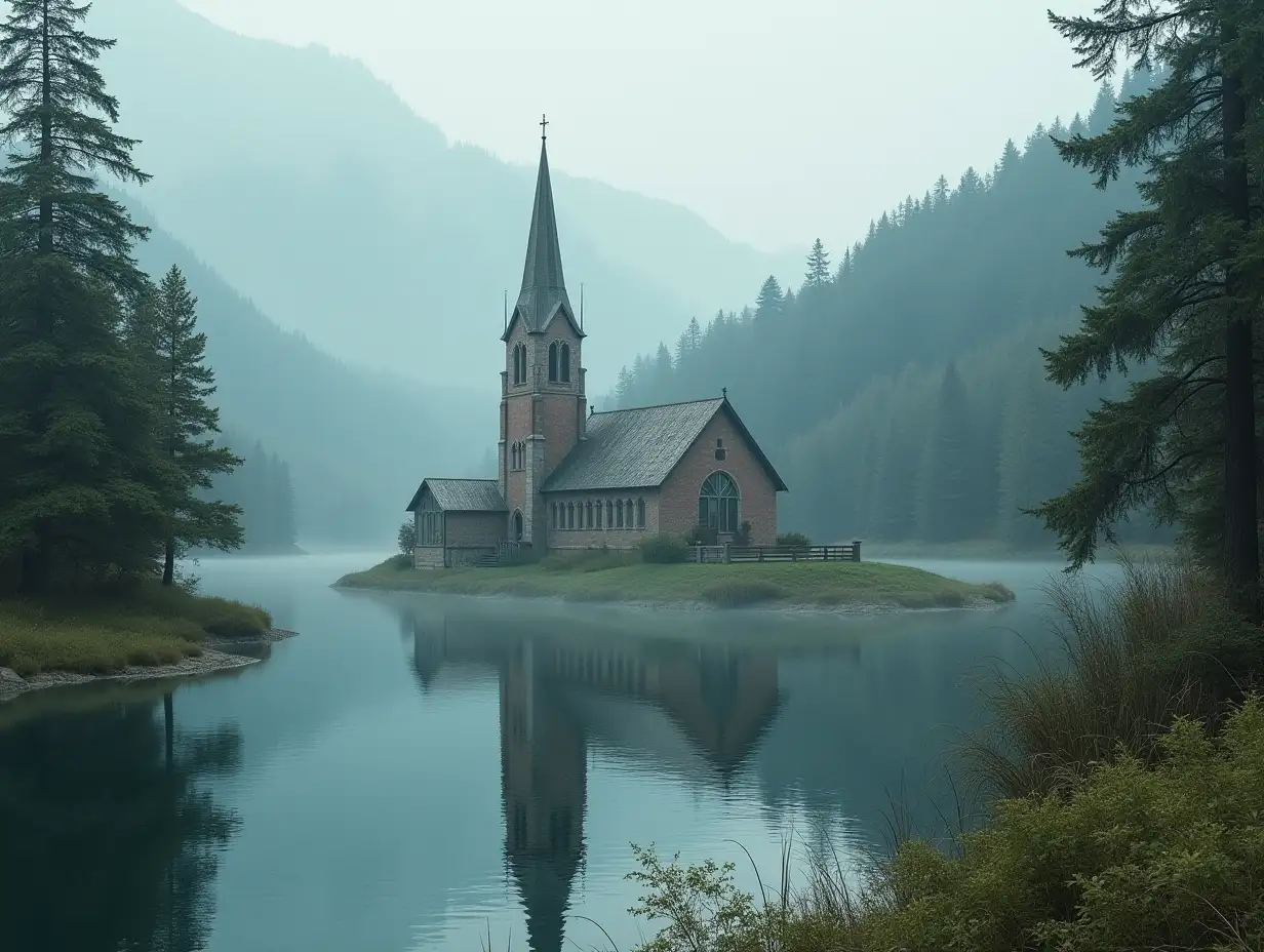 church in the lake generated ai