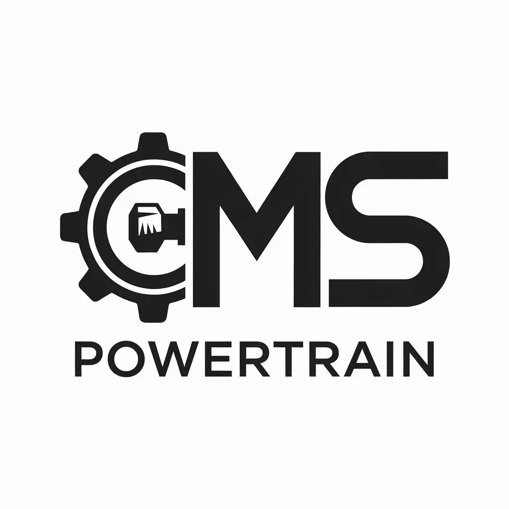 a vector logo design,with the text "powertrain", main symbol:cms,Minimalistic,be used in mechanical industry,clear background