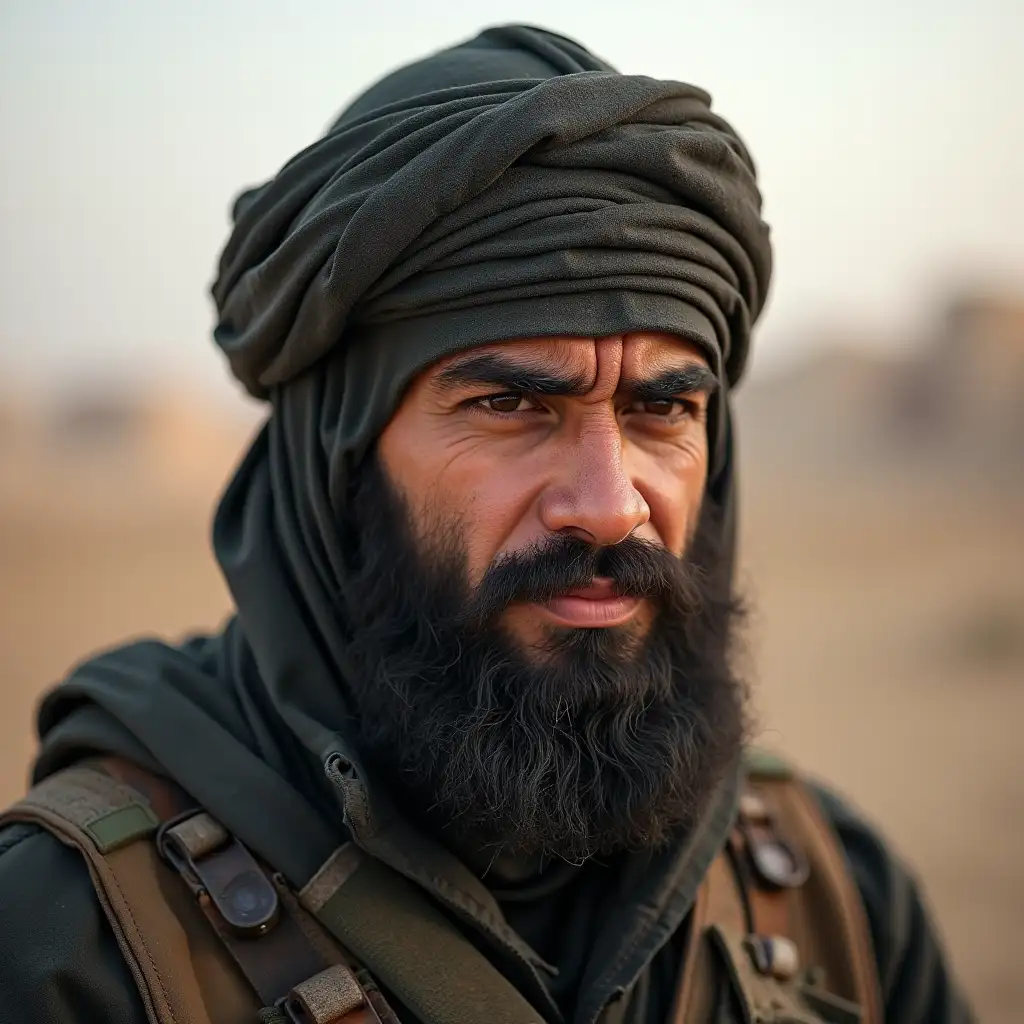 ISIL Warrior in His 30s Head and Shoulders Portrait