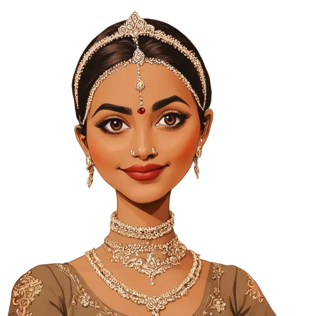 Exquisite-Mehandi-Caricature-Bride-PNG-Image-Capturing-Cultural-Elegance